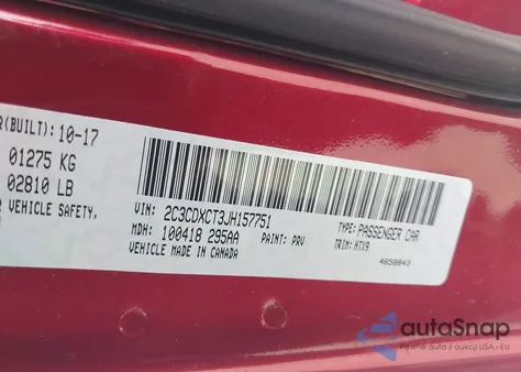 2018 Dodge Charger R/T Rwd из США, поврежденный, VIN 2C3CDXCT3JH157751